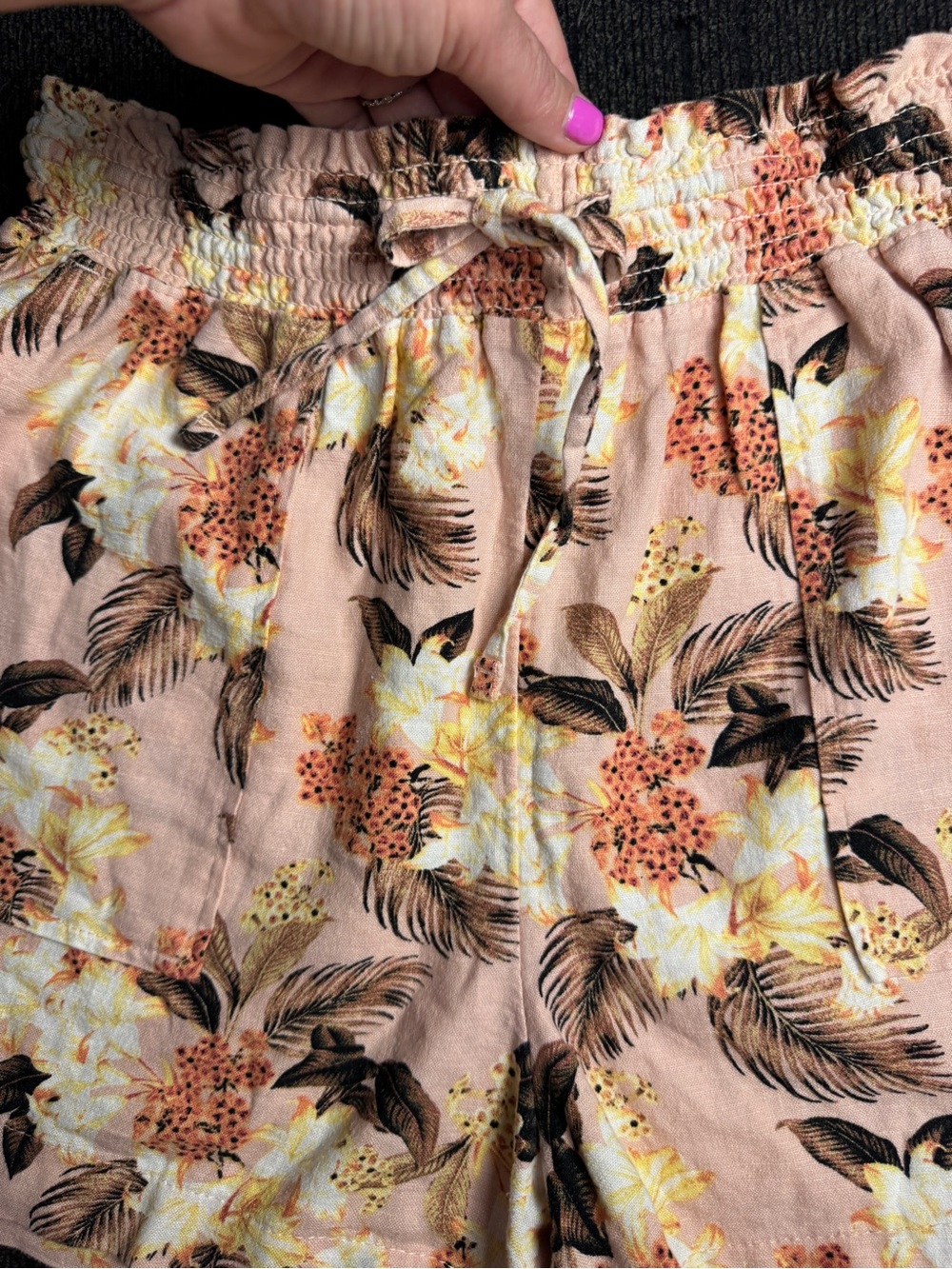 Time and Tru Tropical goat Floral High-Waist Shorts